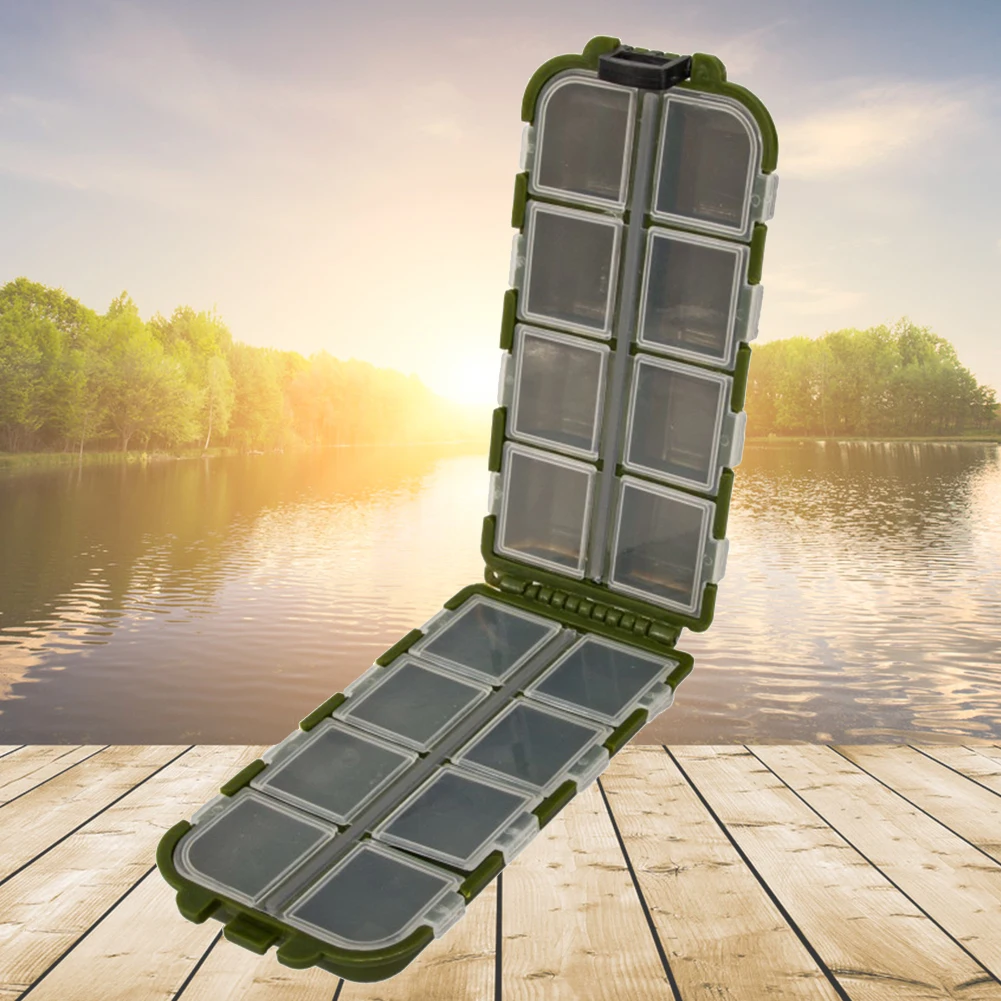 Mehrzweck-Angel-Aufbewahrungsbox mit 13 Fächern, rechteckiger Angelkoffer, großes Fassungsvermögen, doppelseitiges Angelausrüstungszubehör