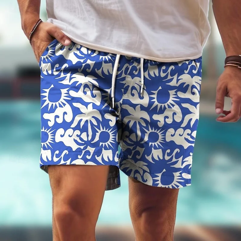 

Короткие брюки с 3D принтом в стиле ретро для мужчин, пляжные шорты с ярким узором в этническом стиле, летние гавайские шорты для доски, детские плавки
