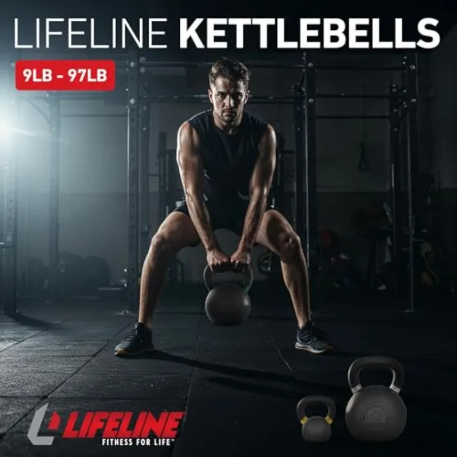 Strength Training Kettlebell Weight for Home Gym: Cast Iron Black Ergonomic Handle and Balanced Design