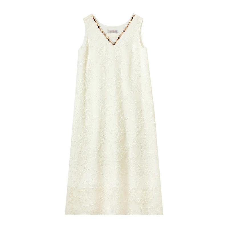 SENTUBILA Luxuriöses Damen-Elegantes Partykleid 2025, Sommer, Aprikose, lässig, V-Ausschnitt, aushöhlen, gerade, Midi-Kleid, Kleidung Q52LP1605