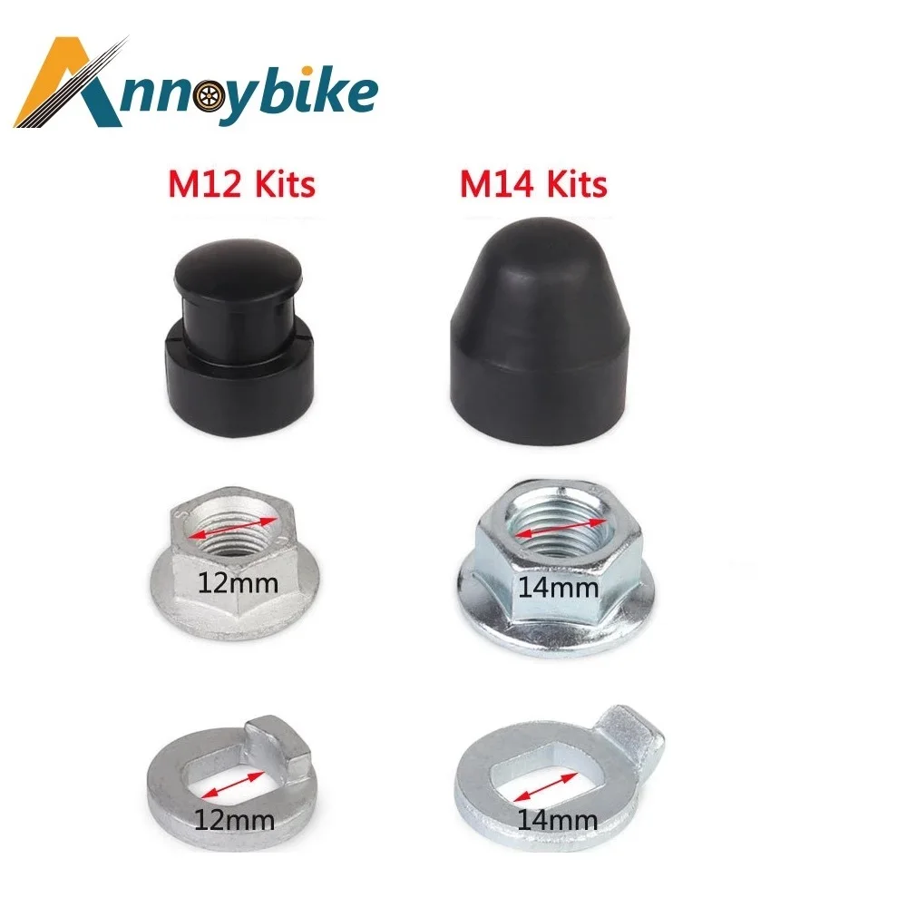 1 Set M12 M14 Electric Bicycle Motor Screw Caps Washer Spacer Nut Cover E-bike Axle Scooter Hub Motor Lock Accessories