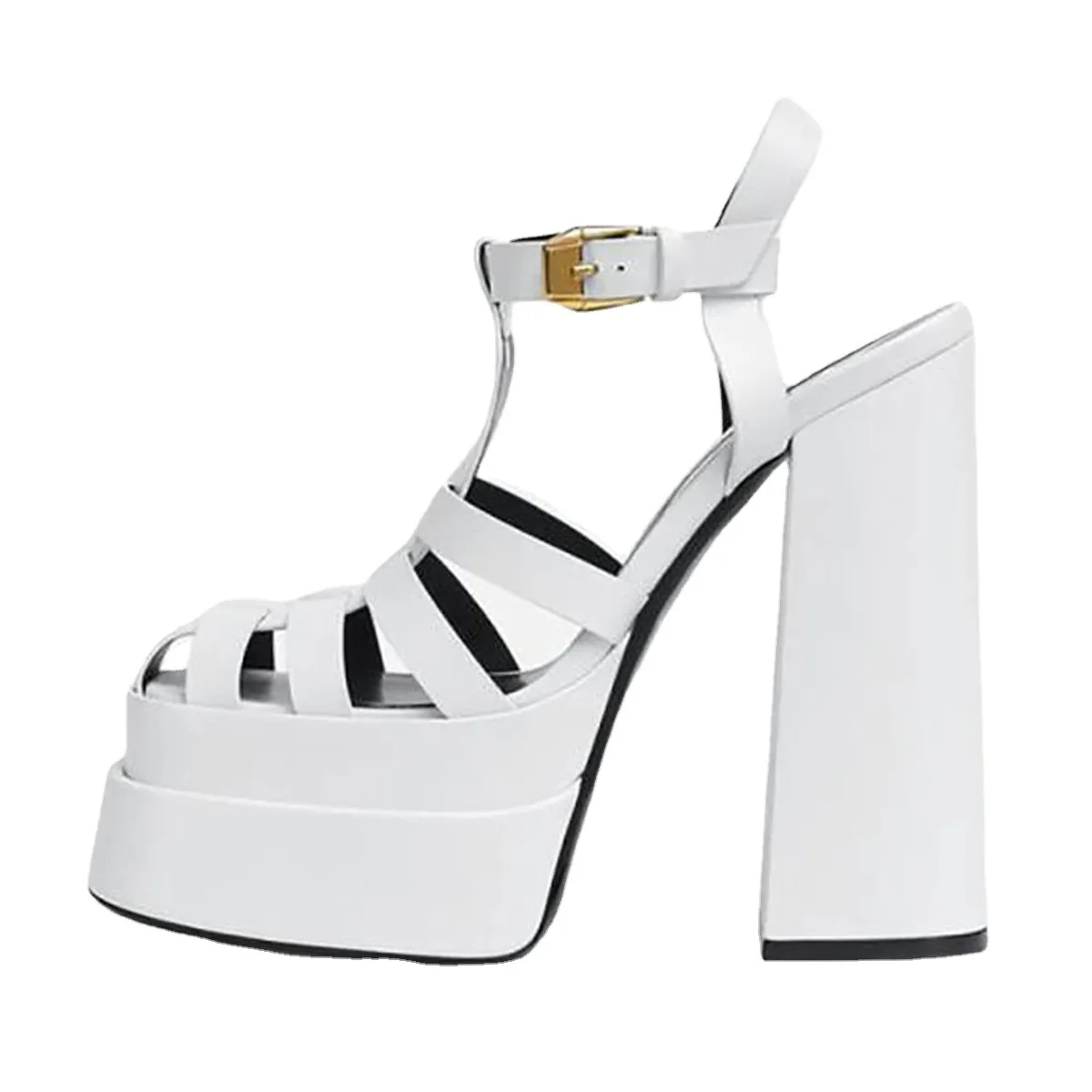 Fashion Womens Shoes 2025 Clogs With Heel Large Size Sandals Sexy Buckle Strap Espadrilles Platform Suit Female Beige Luxury Thi