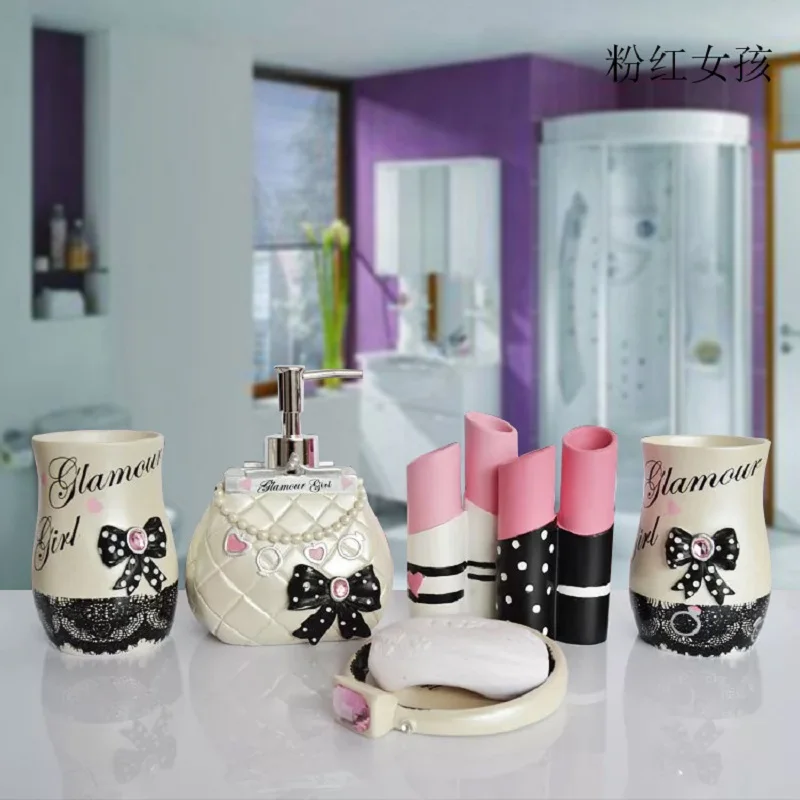 

Bathroom and toiletries five piece set, high-end bathroom decorations, light luxury, toothbrush cup set, creative wedding gifts