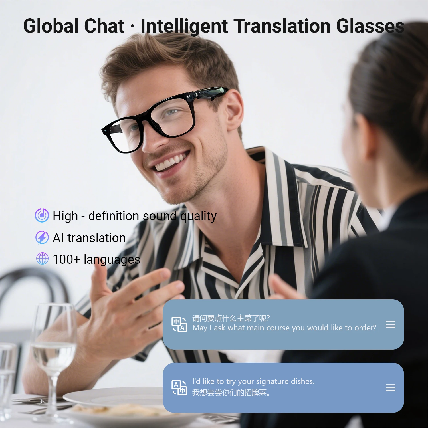 نظارات ذكية لترجمة الذكاء الاصطناعي للرجال والنساء BT نظارات شمسية مساعد صوتي مضاد للضوء الأزرق للرياضات الخارجية وركوب الدراجات والتحدث بالموسيقى
