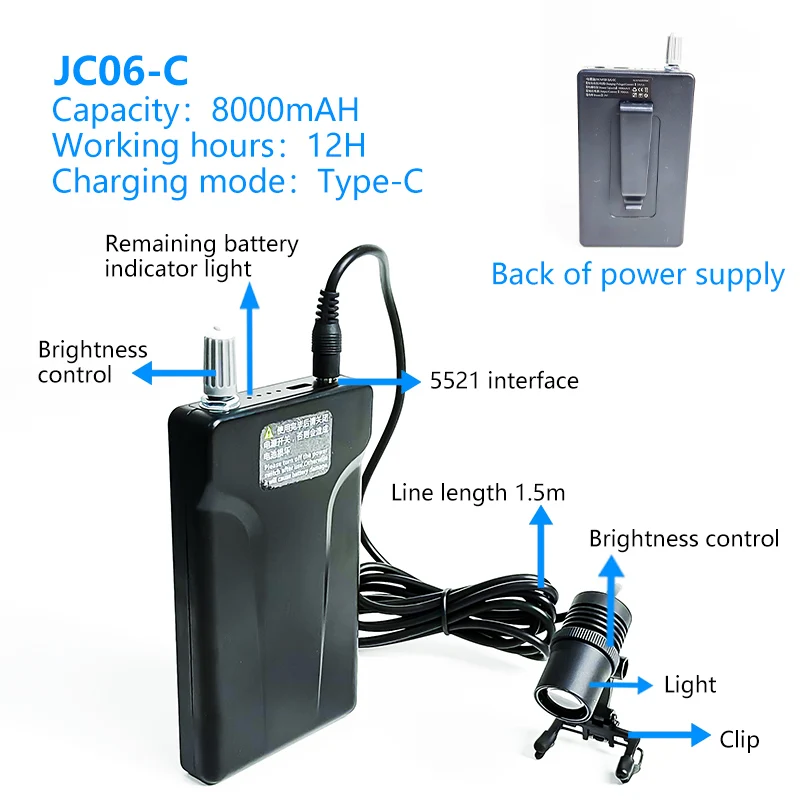 ไฟส่องตรวจทางทันตกรรมแบบหนีบ BURITE 3W 5W ความสว่างสูง พร้อมชุดกรองแสง  ใช้กับแว่นขยาย  แบตเตอรี่ใช้งานได้ยาวนาน