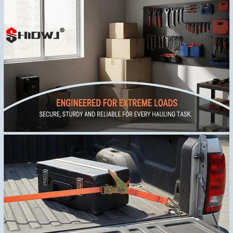 Heavy Duty Metal Buckle Tie-Down Cargo Straps For Car And Truck - Strong Ratchet Belt For Secure Luggage And Cargo Transport 1PC