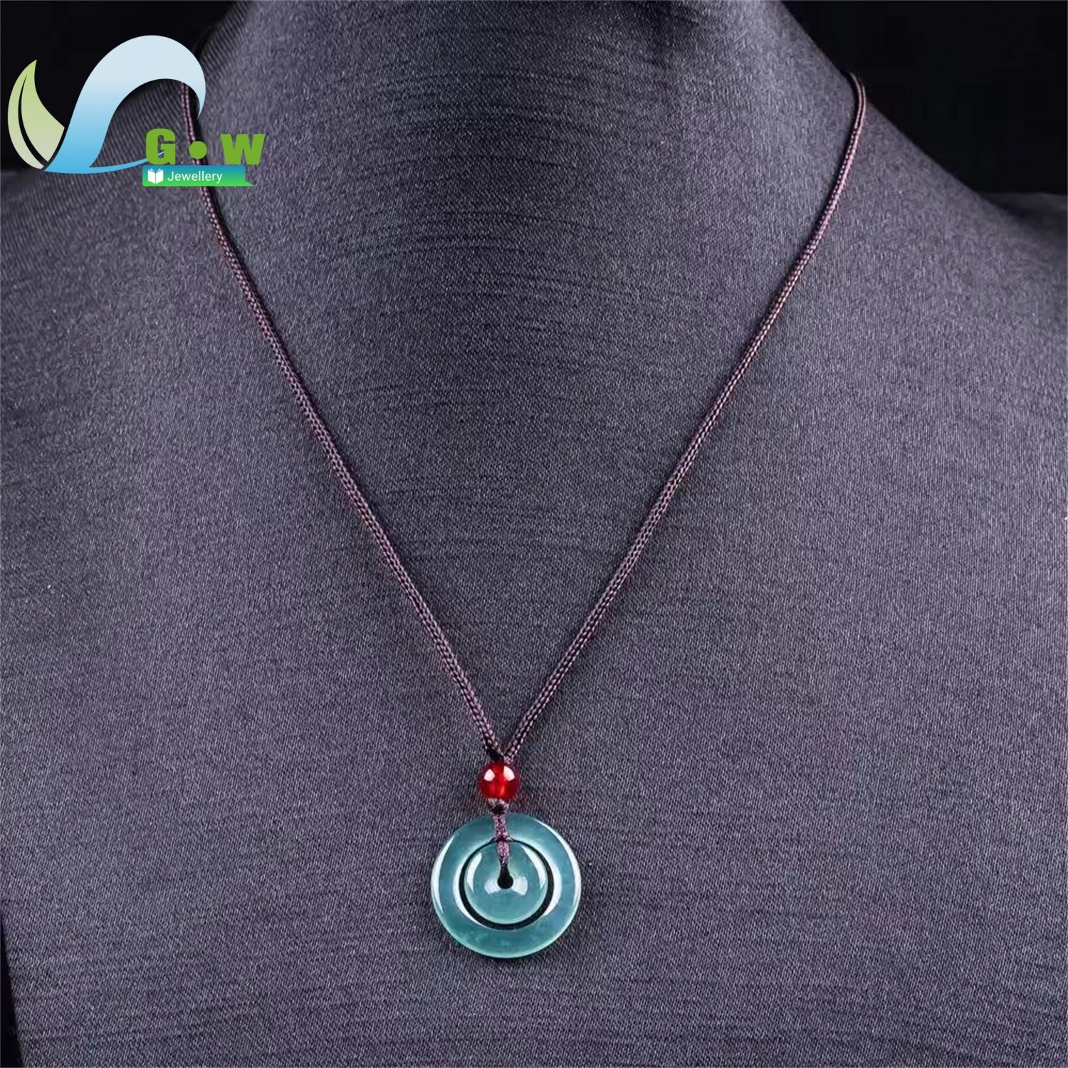 Natural A Grade Jadeite Light Green Ping An Ring Safety Pendant Nested Double Set Mother Child Buckle Jade Necklace Hanging