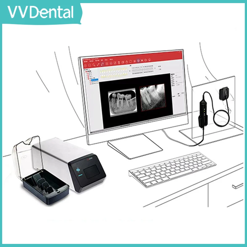 

VVDental Dental Portable Intraoral Plate Scanner 6s Rapid Imaging 4 Size Image HCR System Plate Dental Sensor HDS-500