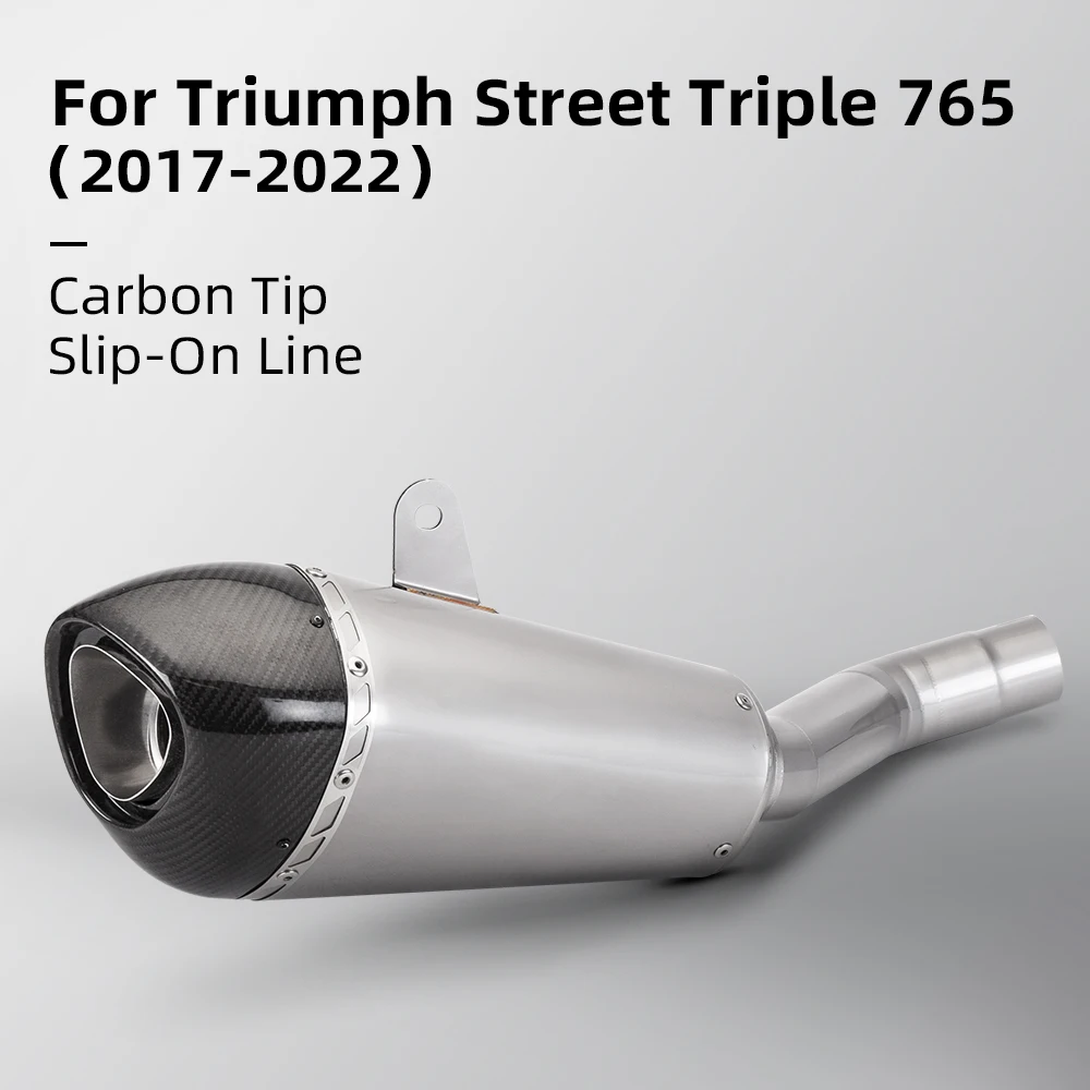 

Slip On Motorcycle Exhaust Middle Link Pipe with Carbon Fiber Muffler For TRIUMPH STREET TRIPLE 7652017-2022
