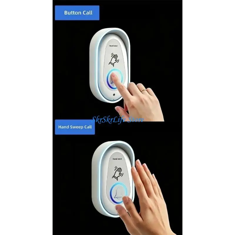 E65E Home Security Doorbell with Hand Or Button Operation Wireless Setups & Multiple Volumes Option for Convenience