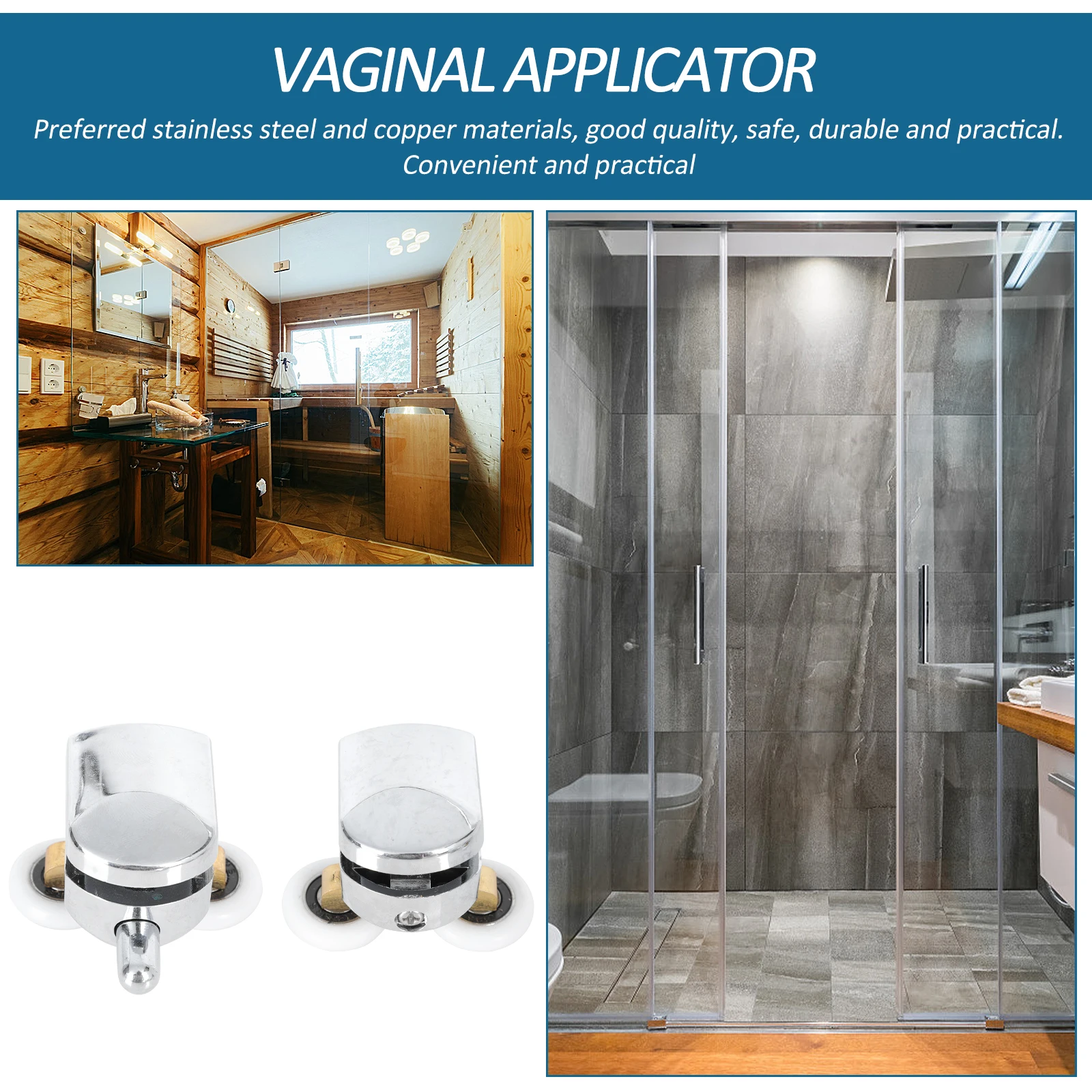 

2 Sets Glass Sliding Rollers Shower Room Upper Lower Runners Stainless Steel Copper Durable Rust Proof Load Bearing Replacement