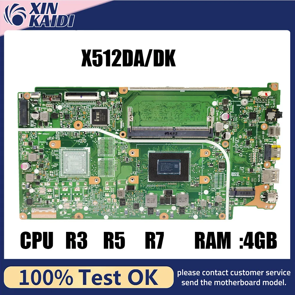 

X512DA Laptop Motherboard For Asus VIVOBOOK F512DA X512D X712DA X512DK M712D Mainboard 0GB/4GB-RAM R3-3200 R5-3500 R7-3700U