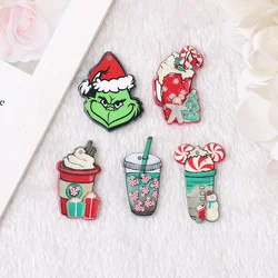 8Pcs/Lot Acrylic Christmas Coffee Creative Charms Pendant For Keychain DIY Necklace Earring Jewelry Makings