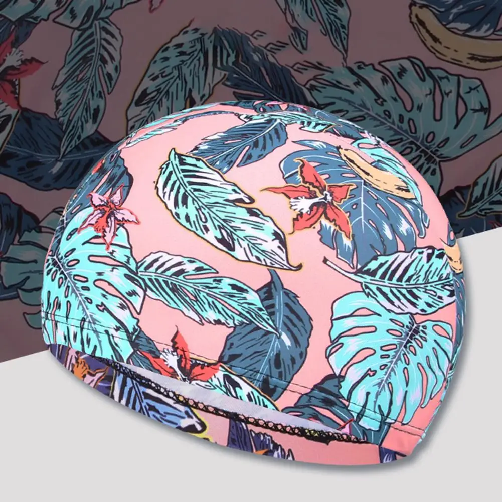 Adult Swim Hat  Practical High Elastic Close Fit  Non-Slip Print Unisex Swim Pool Hat for Women