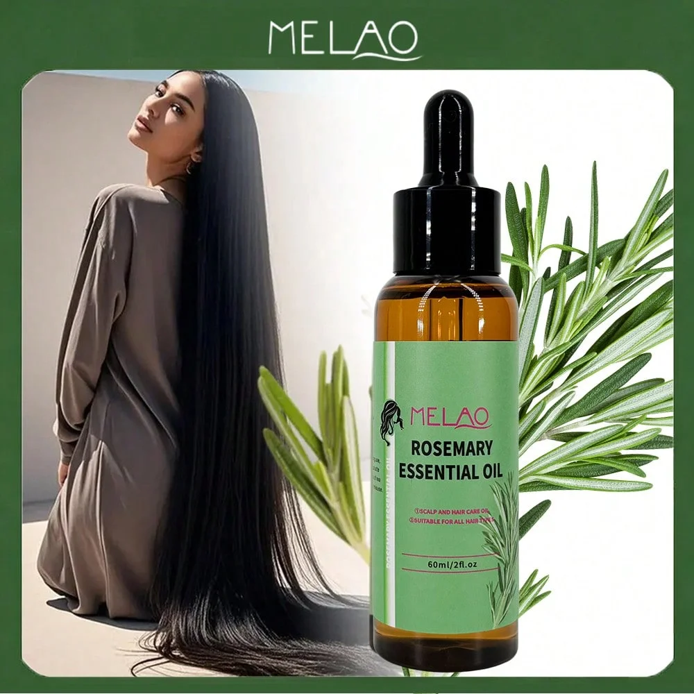 MELAO Organics Rosemary Hair Oil, Split Ends & Dry Scalp Massage Hair Essential Oils for Smoothing, Moisturizing, Healthier Hair