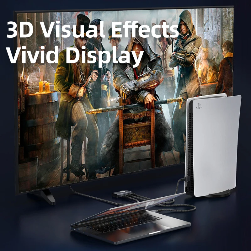 CABLETIME HDMI الفاصل 8K 60 هرتز 4K 120 هرتز 2 في 1 الجلاد ثلاثية الأبعاد رؤية مقبض ألومنيوم تصميم محول لأجهزة الكمبيوتر المحمول ماك بوك لينوفو C457