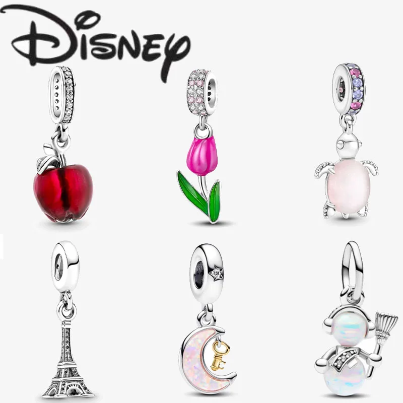 Disney 2024 new fashion creative tulip pendant suitable for Pandora original bracelet accessories High glamour jewelry wholesale