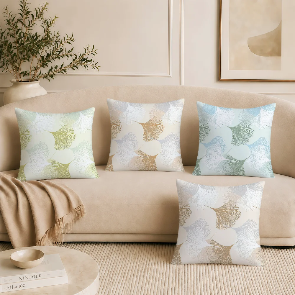 Fashion Minimalist Retro Ginkgo Leaf Design Cushion Cover Soft Pillowcase Double Sided Sofa Home Living Room Decor Hogar Gift