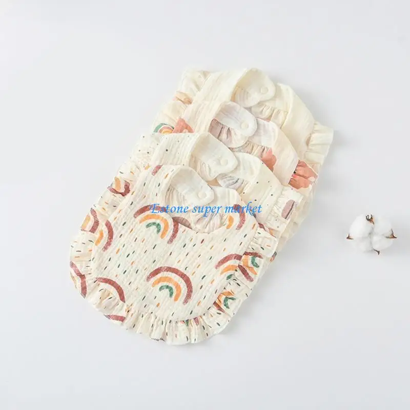 

090B Cotton Burp Cloths Cartoon Ushaped Infant Saliva Towel Feeding Bib for Eating