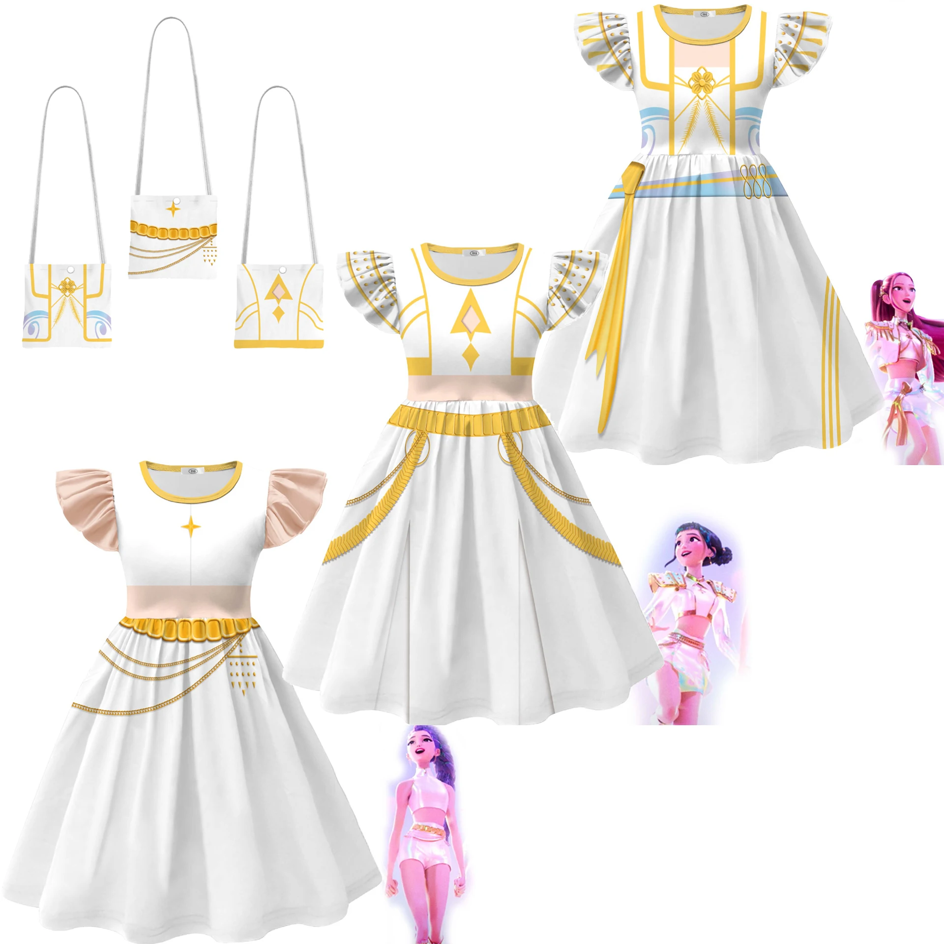 

Белое платье Rumi Zoey Mira для девочек, K-Pop, карнавальный костюм охотника на демонов, детские повседневные платья, костюм для Хэллоуина и Рождества