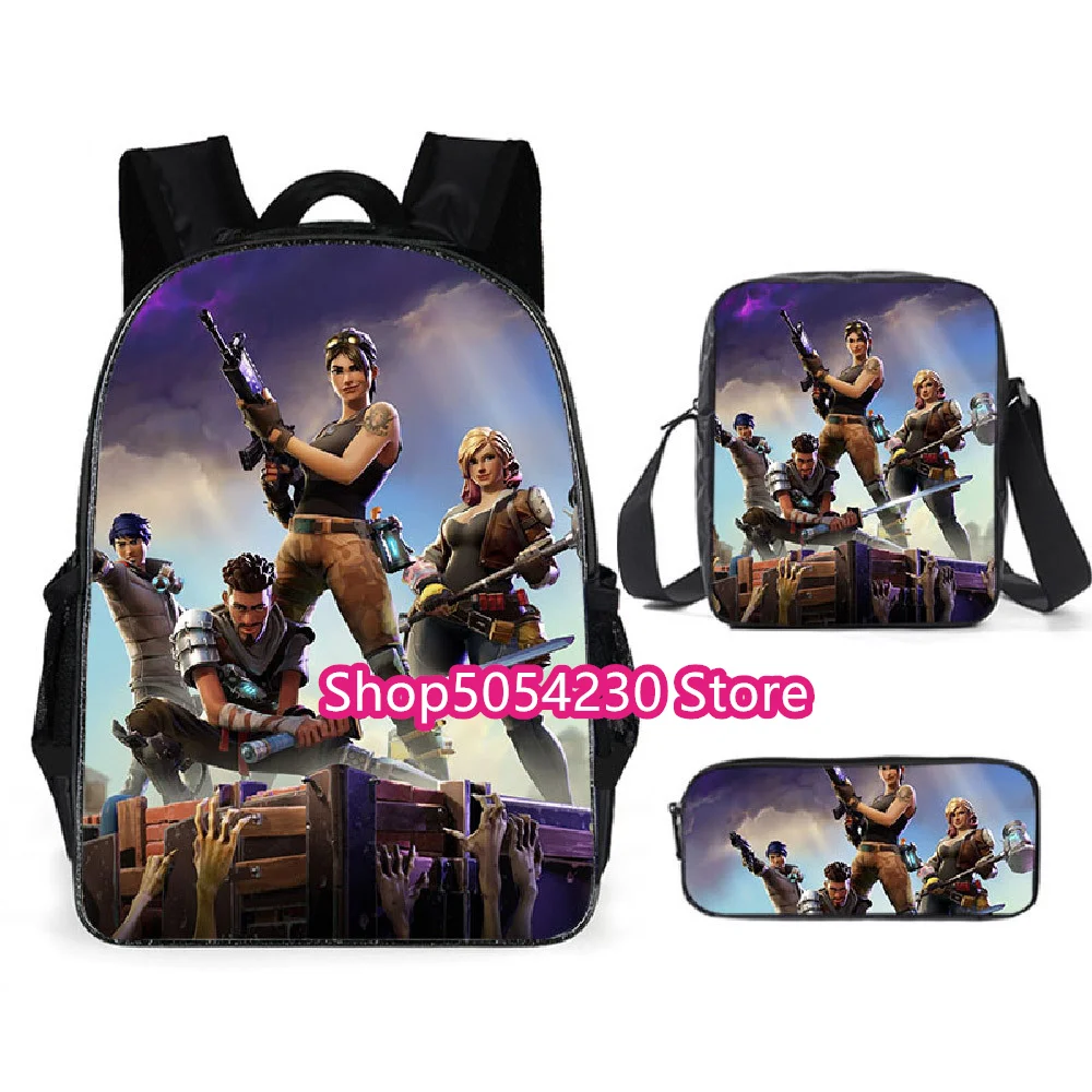 حار لعبة Fortnited 3 قطعة مجموعة حقيبة الظهر المراهقين طالب حقيبة سفر قلعة ليلة ثلاثية الأبعاد حقيبة المدرسة ألعاب شعبية الظهر