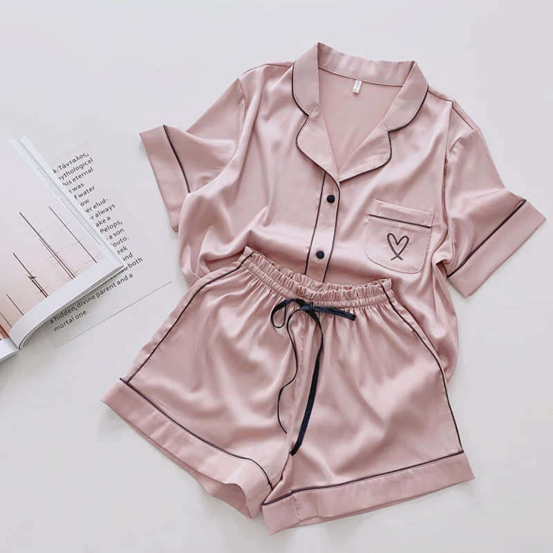 

Summer Short Sleeved Pajamas Women's Ice Silk Thin Style Student Loose Large Cute Home Clothes Two Piece Set Pajamas