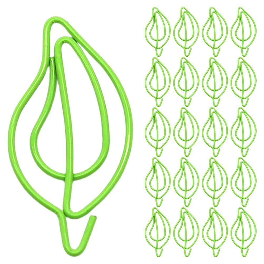 

50 Pcs Leaf Leaf Paper Clips Shaped Paper Clips Plastic Coated Office Stationery Cute Bookmarks Organizing Supplies