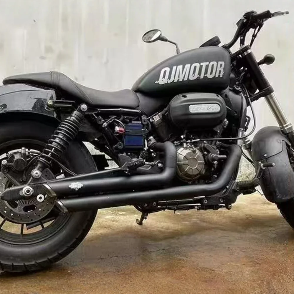 Suitable for QJMOTOTR SRV 300, SRV300S exhaust modification, and SRV350S VH dual exhaust with horseshoe sound modification.