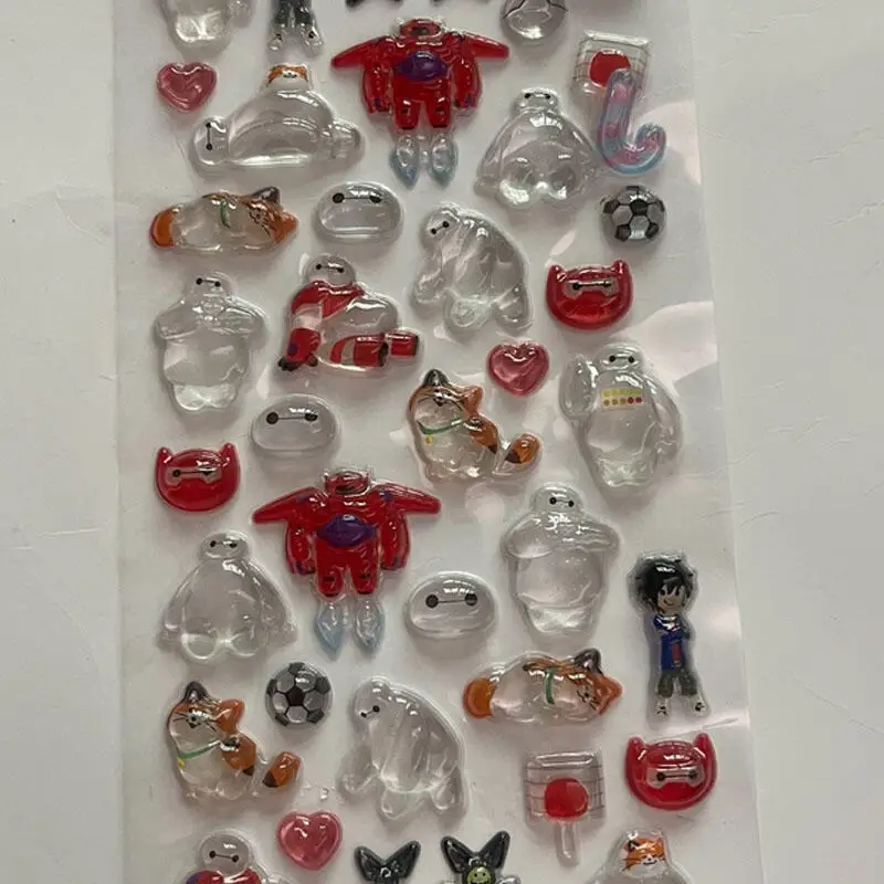 Kawaii ديزني بيج هيرو 6 Baymax ثلاثية الأبعاد ملصقات كريستال الإغاثة الإبداعية الكرتون طالب مكافأة ملصقات جراب هاتف الديكور هدية