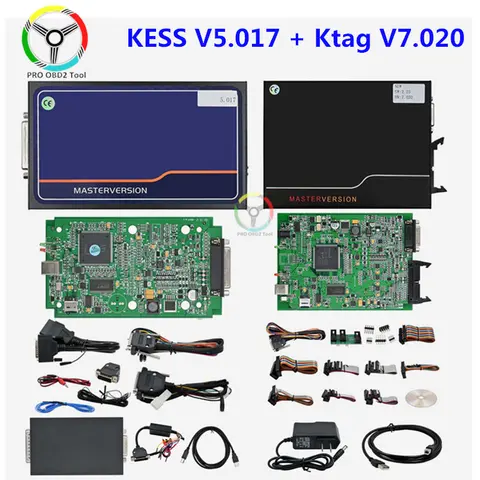 Online 2.80 EU Green Kess V5.017 OBD2 Manager Kit Ktag V7.020 2 LED BDM Frame 22pcs Adapters KTAG 2.25 Programmer