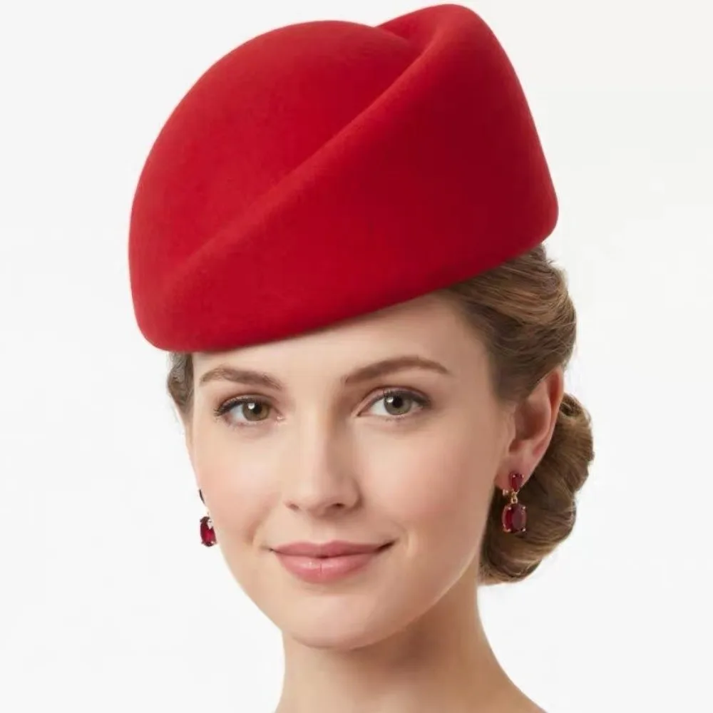 New Warm Felt Fabric Beret Versatile Design Elegant Style Pillbox Hat All-match Classic Airline Stewardess Caps Live Show