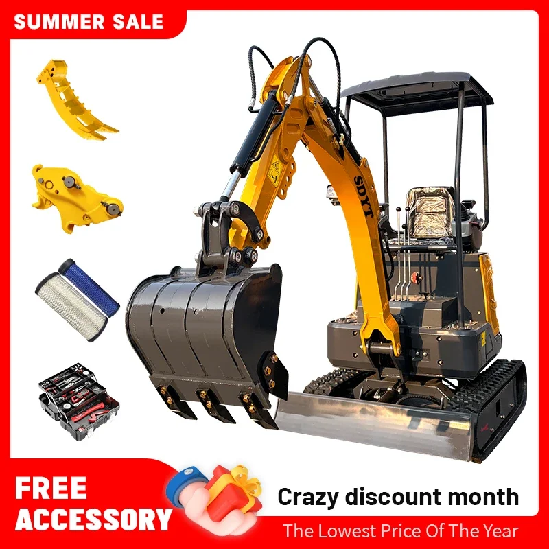 Entrega rápida personalizada de miniexcavadora de 1,2 toneladas, granja de huerto, miniexcavadora Ce Epa Euro 5 de alta calidad