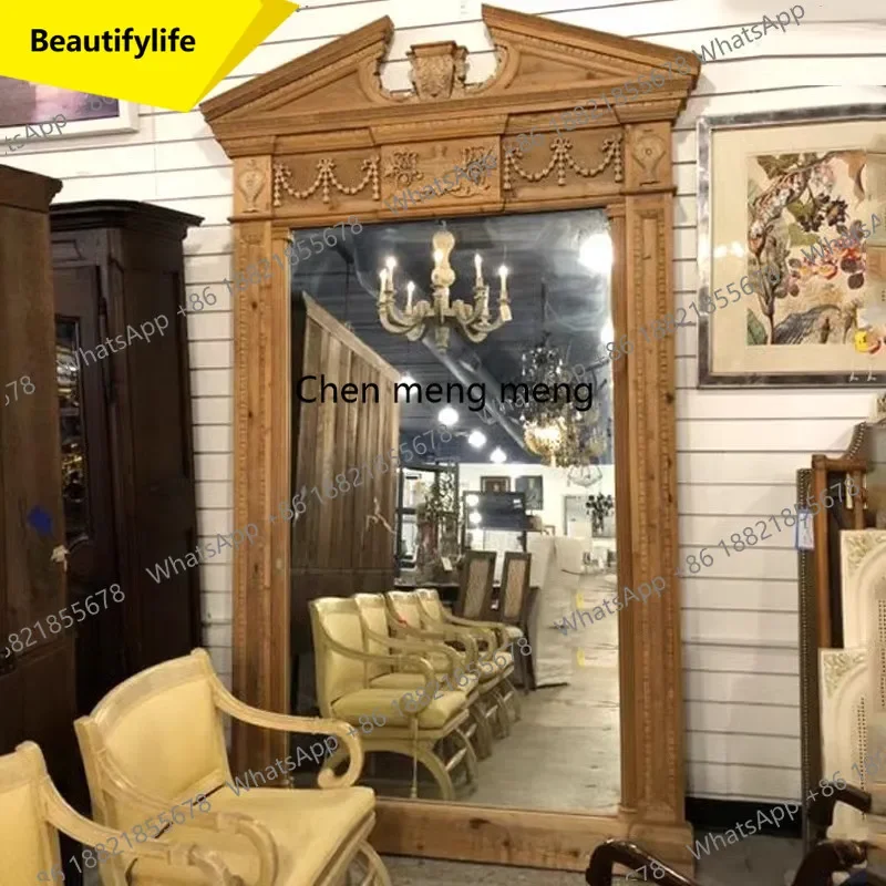 

6239 American carved full-body mirror retro floor mirror log Fengbei special-shaped full-length mirror