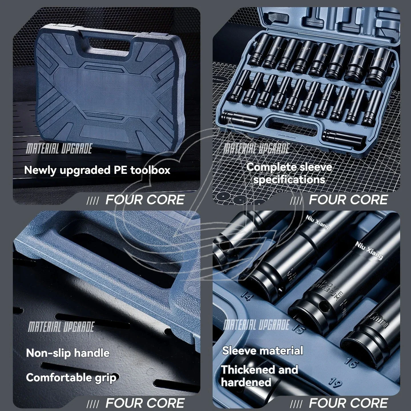 Cr-V Steel Thickened Impact Socket Set 8-32mm 10-20Pcs Heavy Duty Socket Kit with Storage Case