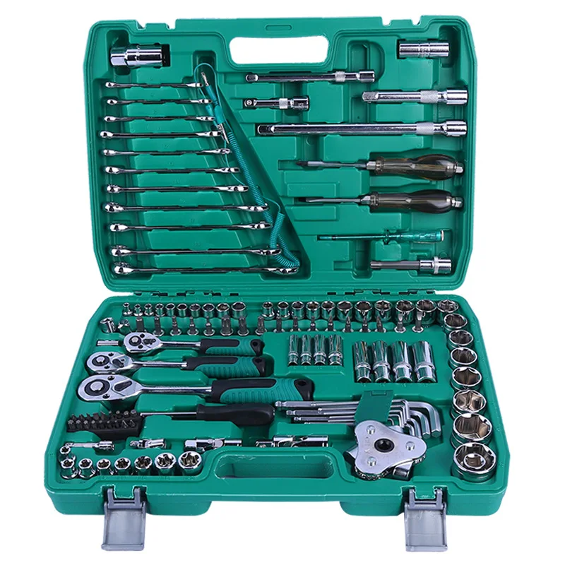 Set of 121 Pieces Household Machinery Ratchet Wrench Socket Combo Tool Set Auto Motorcycle Bicycle Manual Repair Tool Kit