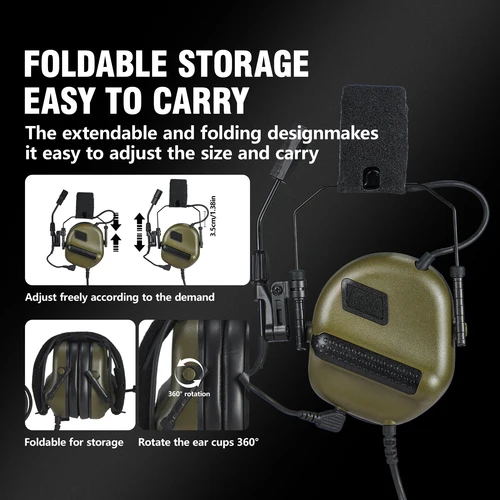 Imagen 2 del producto ARM NEXT F10 auriculares tácticos con cancelación de ruido auriculares de caza y tiro con soportes para cascos Wendy M-LOK/ARC