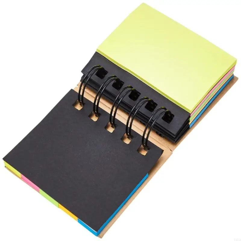 T5EA 자체 접착성 스티커 노트 조합 메모 메모 패드 하드 커버 노트 패드 작은 나선 노트북 학교 사무용품