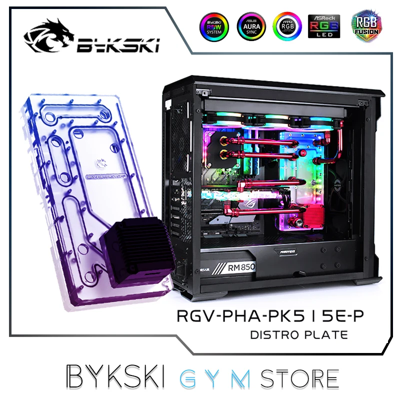 Bykski Distro Plate For PHANTEKS 515ETG Case,PC Water Cooling Waterway Board Acrylic Reservoir 12V/5V RGB SYNC, RGV-PHA-PK515E-P