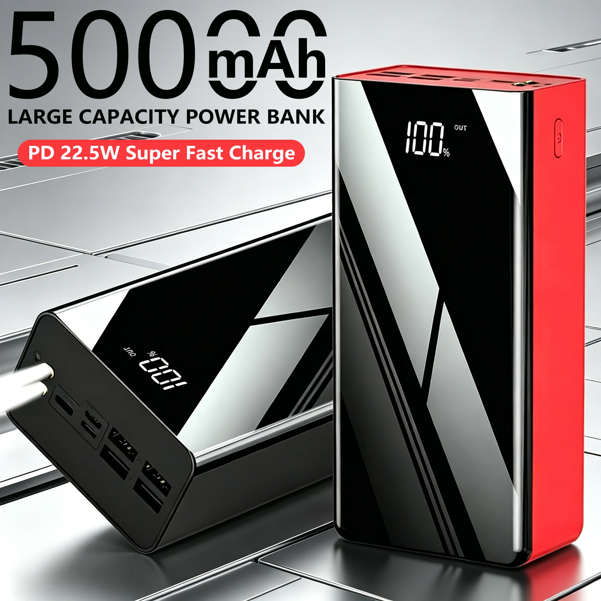 InTessry 50000mAh extra große Kapazität, schnelles USB-Ladegerät mit LED-Anzeige, Taschenlampe und Notstromreserve – Outdoor-Campinglampe für iPhone, Android und digitale Geräte, Weihnachtsgeschenk