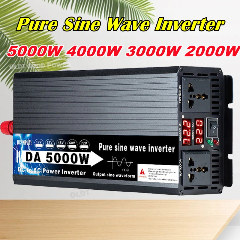 5000W 4000W 3000W Pure Sine Wave Inverter DC 12v/24v/48v/60v/72v To AC 110v/220v Power Voltage Converter Solar Car Inverters