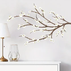 Gesimuleerde aquarel witte bloesemtak muurstickers voor slaapkamer woonkamer hal achtergrond decoratie muurstickers