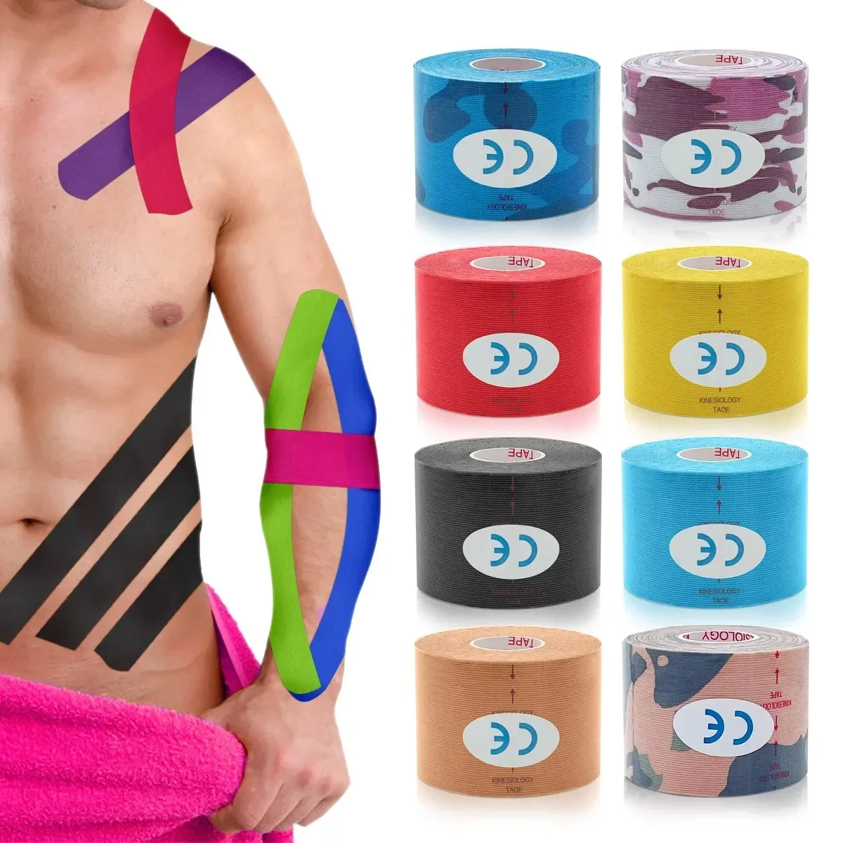 5x500cm Sports Waterproof Kinesiology Tape Stickers Athletic Bandage Muscle Recovery Protector Strapping Pain Relief Tennis Gym