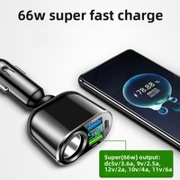 Dual USB 30W PD Car Charger 66W 4 Ports Fast Charging for iPhone 14 Samsung Xiaomi Cigarette Lighter Adapter LED Car Accessories