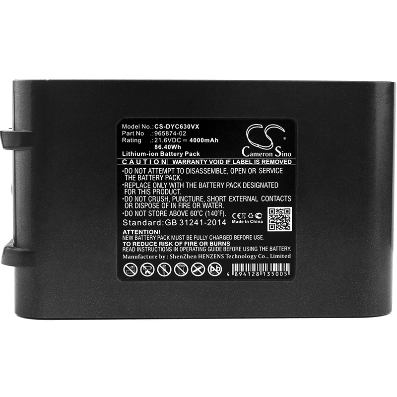 Li-ion Vacuum Battery for Dyson,21.6v,4000mAh,DC61,DC62,DC58,V6 Slim,SV03,SV04,SV05,SV06,SV07,SV09,965874-02,205794-01/04