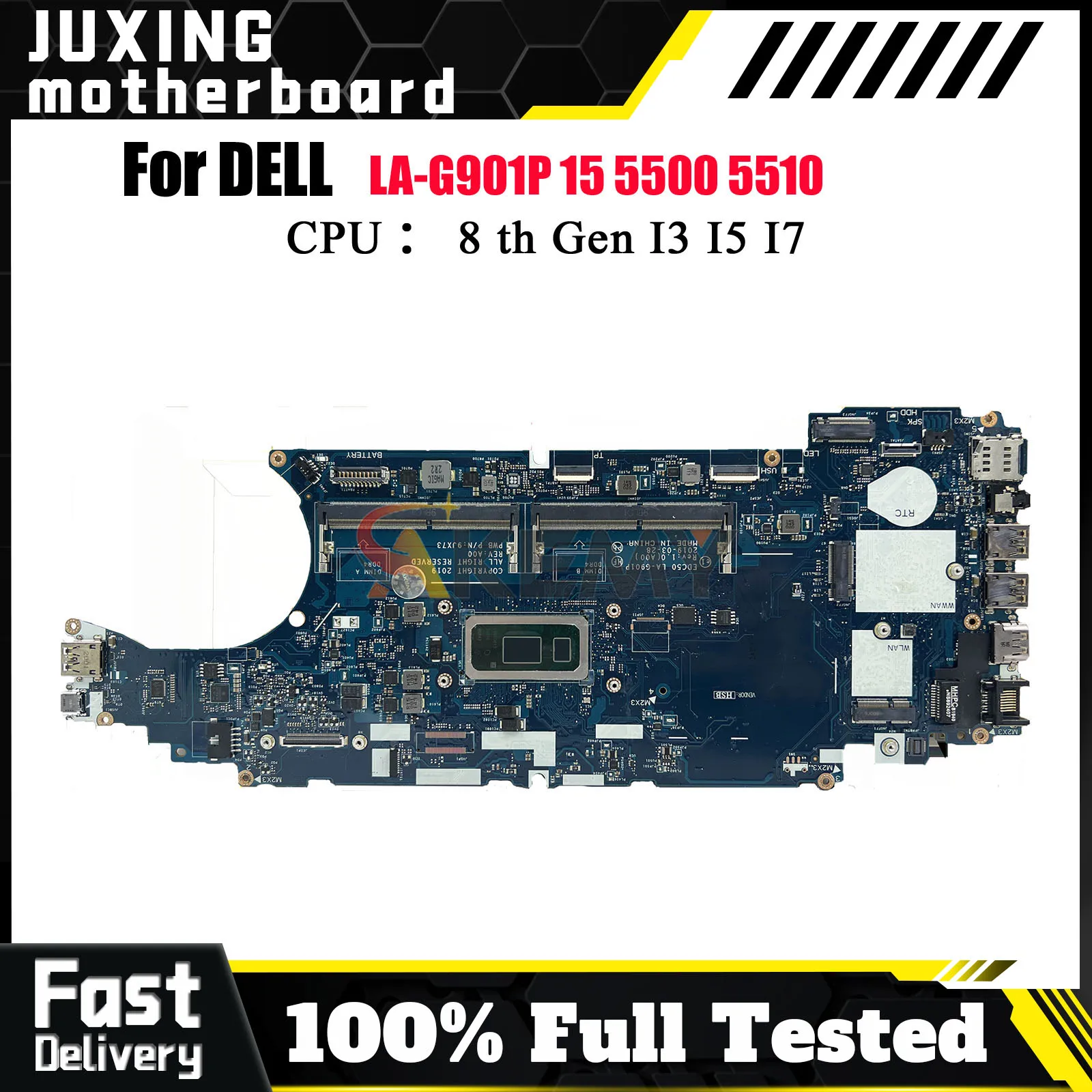

For DELL Latitude 5500 with i3 i5 i7 CPU LA-G901P Notebook Mainboard EDC50 CN-0J16NW 09T2PH 0TW56W Tested OK