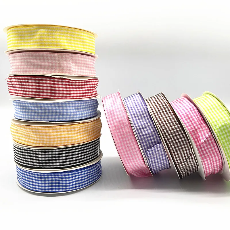 5 yards 25mm Lattice Plaid Polyester Ribbons Bow Ribbon Gift Wrapping Christmas Ribbon DIY Handmade Crafts