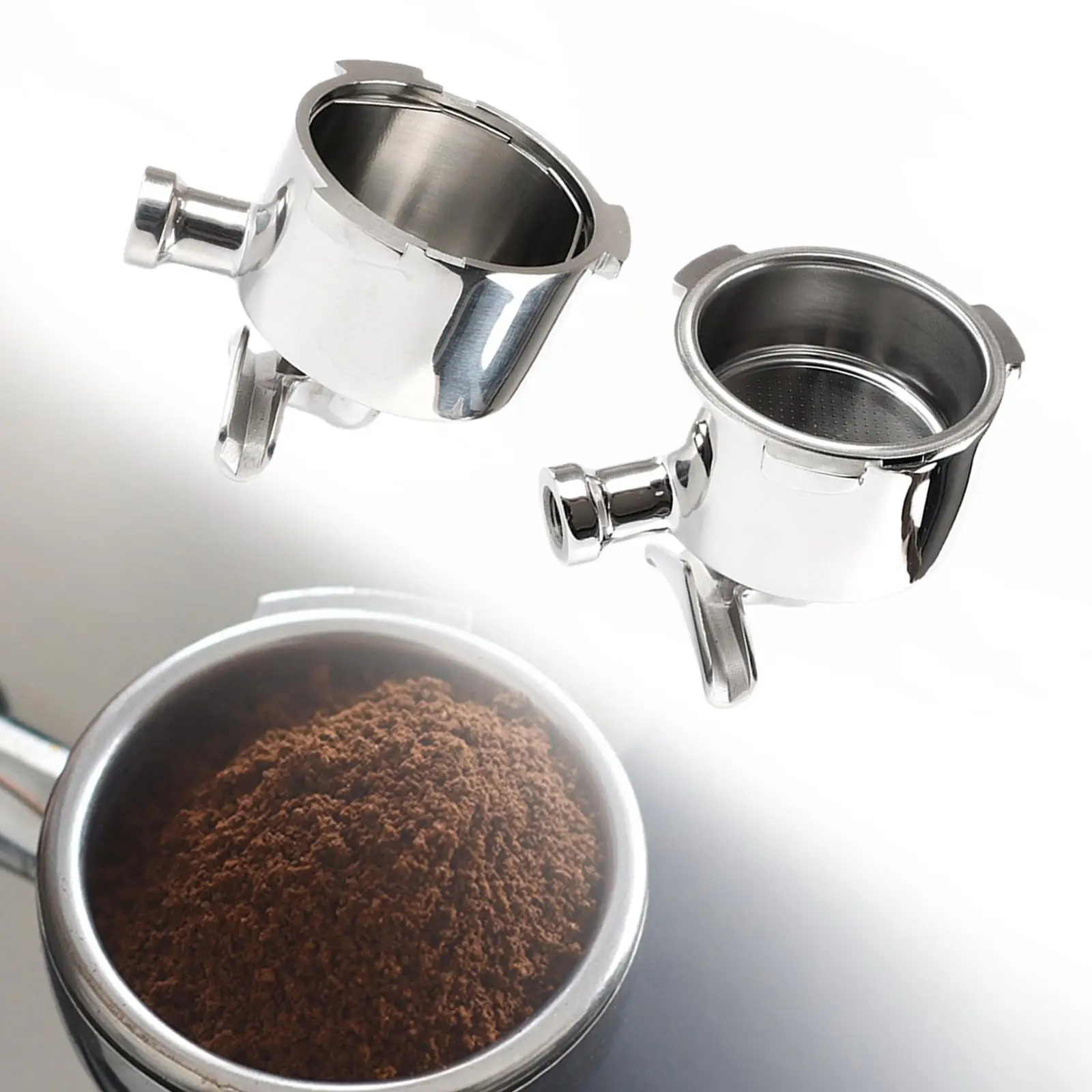 51mm Portafilter Head 3 Ears Stainless Steel Bottom Double Filter Basket Coffee Machine Replacement Part for Espresso Maker