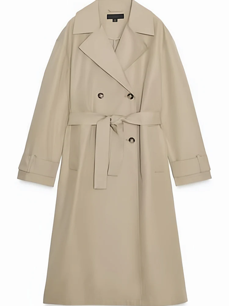 

Ele Long Sve Windbreaker Coat for Women with Belt Autumn New Arrival Busin Commute Sle High Quali Faion Outer...