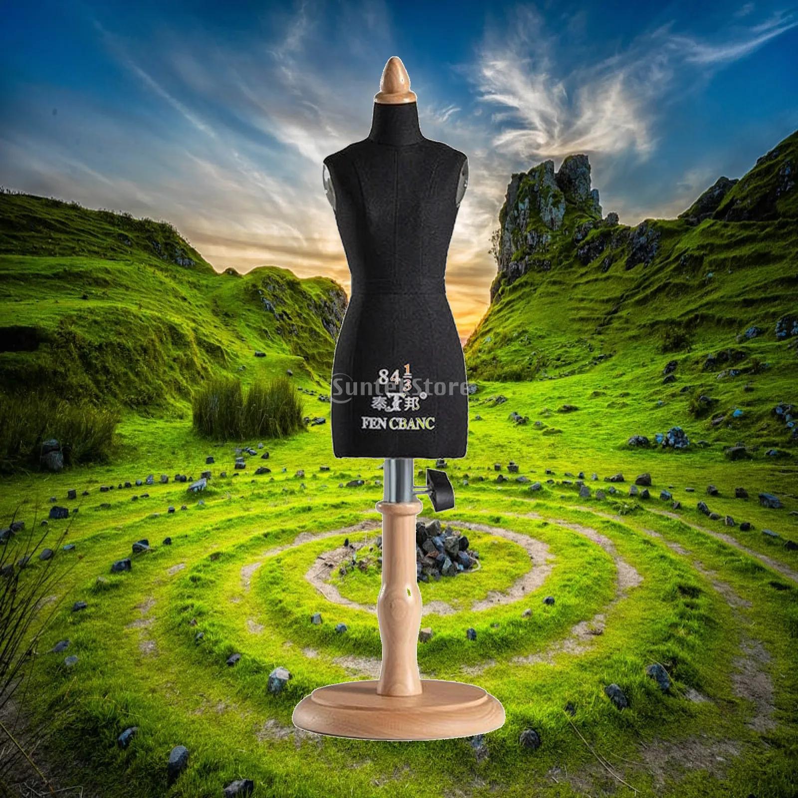 Female Torso Mannequin Display Stand with Wood Base for Dressmaking Pinnable Tailor Form for Sewing Adjustable Clothing Design