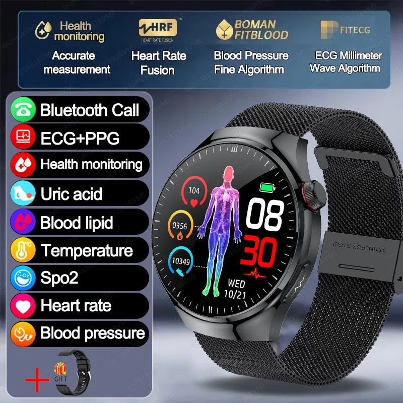 2025 New GT5 Pro Micro examination Health SmartWatch Sapphire AMOLED Screen ECG+PPG Blood fat Uric acid Organ monitor smartwatch